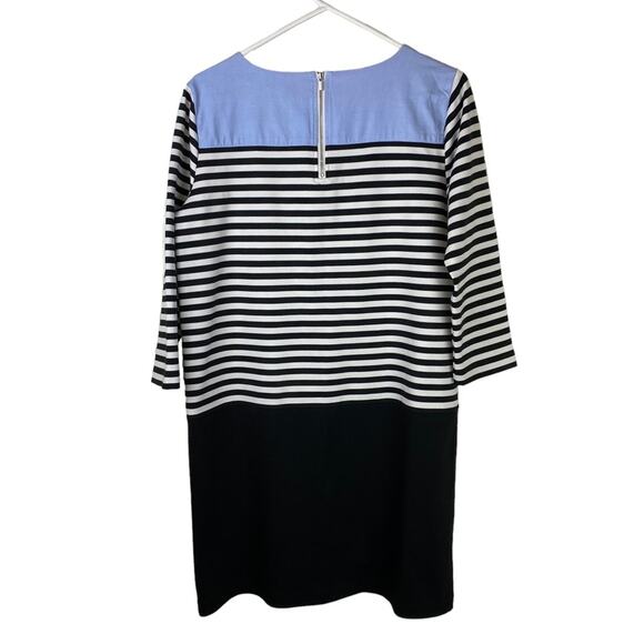 Striped Color Block Shift Dress Size Medium Blue Black White Ann Taylor LOFT - Picture 2 of 4